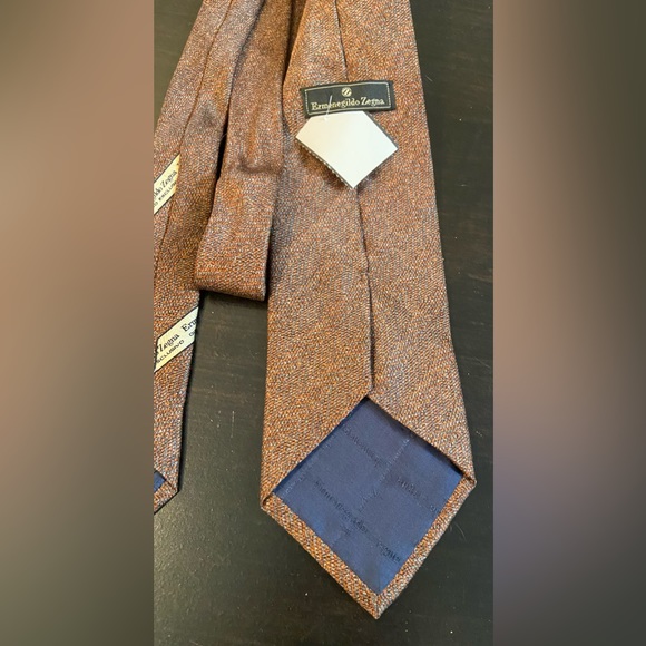 Ermenegildo Zegna Mens Rust Brown Silk Neck Tie - Picture 6 of 8